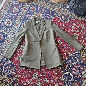 Calvin Klein Olive Green Double-Breasted Womens Blazer Small 2